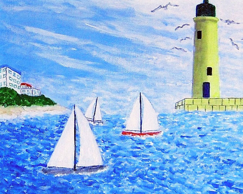 Lighthouse in Provence with Sailboats