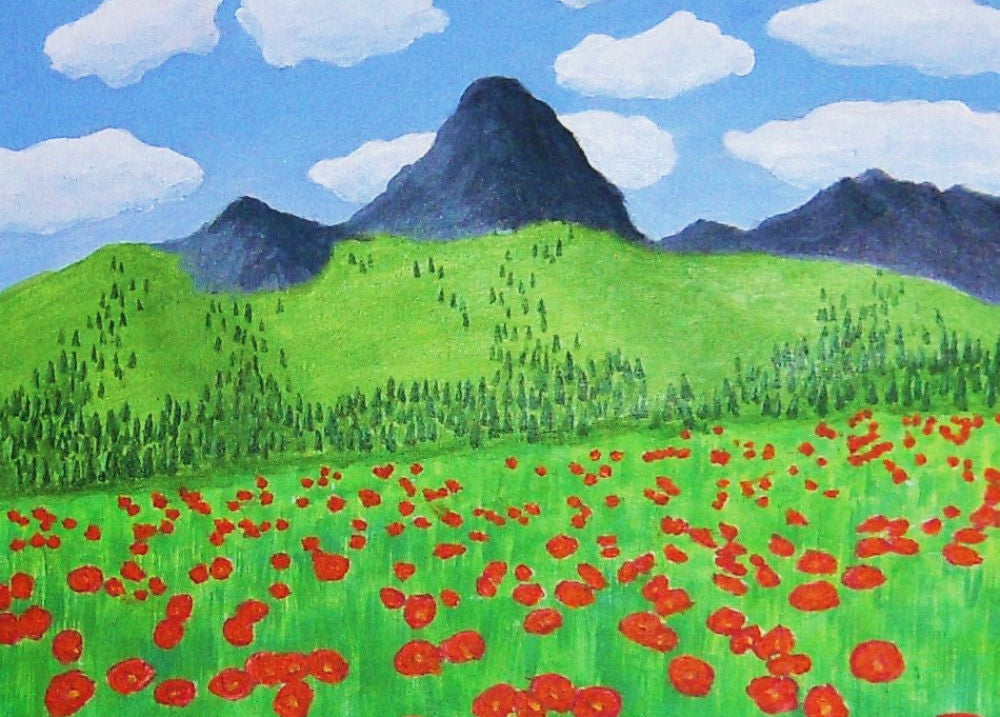 Red Poppies Blooming in the French Pyrenees