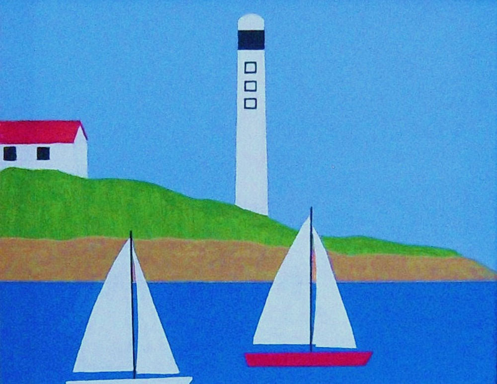 Lighthouse in the North with Sailboats